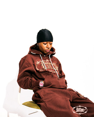 Brown Applique Hoodie